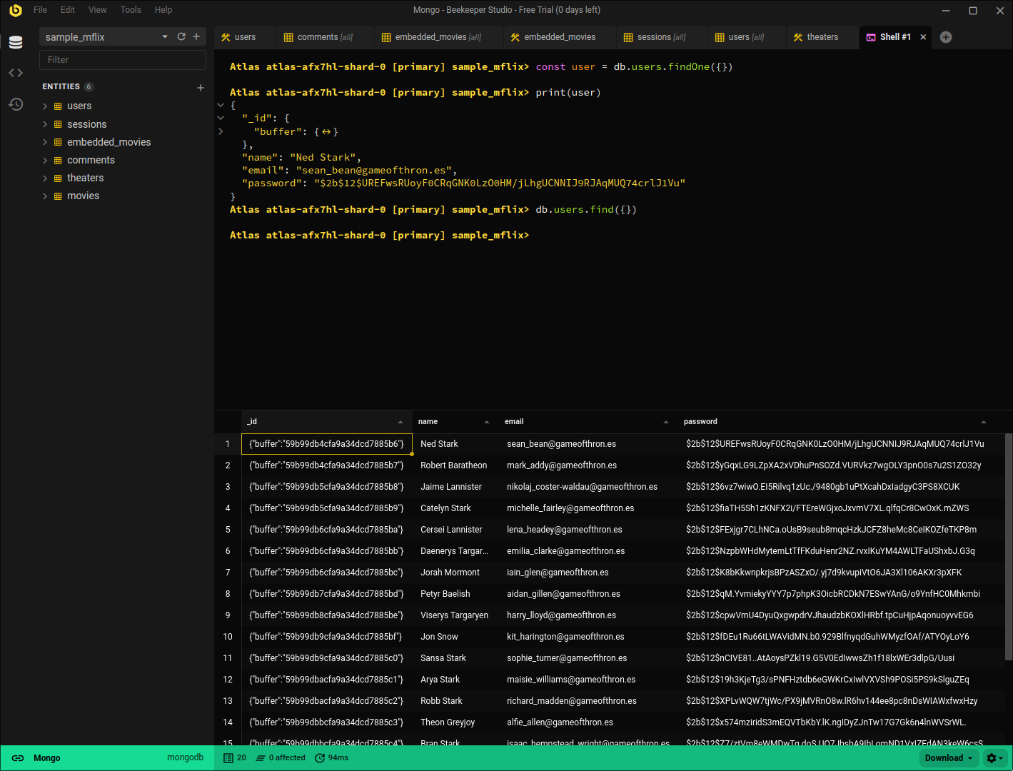 MongoDB Shell screenshot